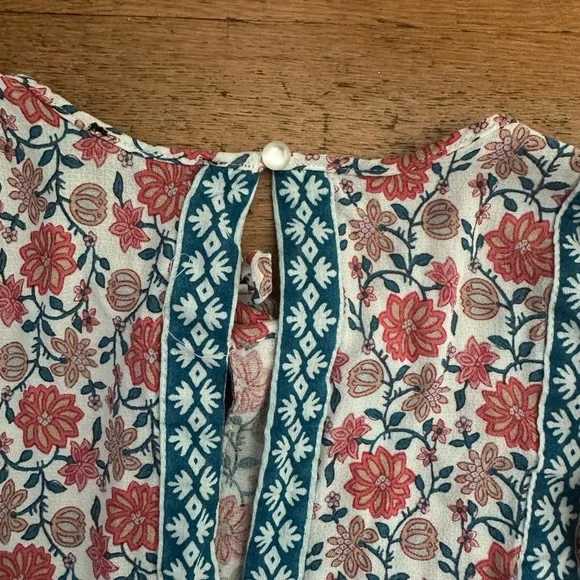 Rachel Zoe bohemian boho floral flowy peasant blouse size M - Picture 7 of 12